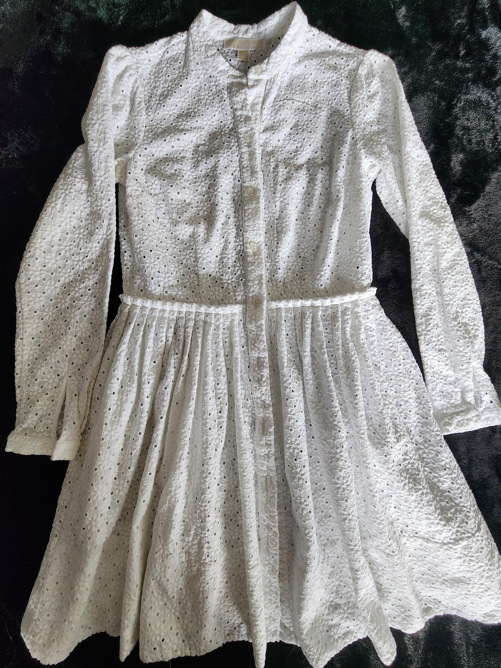 MICHAEL KORS White Eyelet Cotton Shirt Dress - Romantic & Chic
